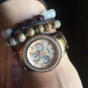 Rose gold Fossil watch